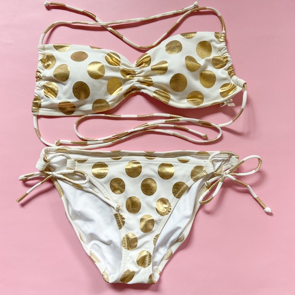 Victoria's Secret Other - Victoria's Secret Gold and White Polka Dot Bikinil. Summer casual swimsuit by VS